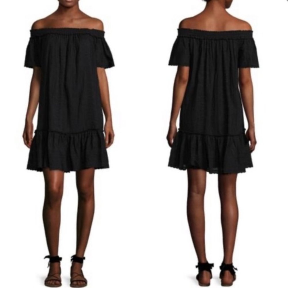 Rebecca Taylor Cotton Embroidered Off Shoulder Shift Dress Size 2